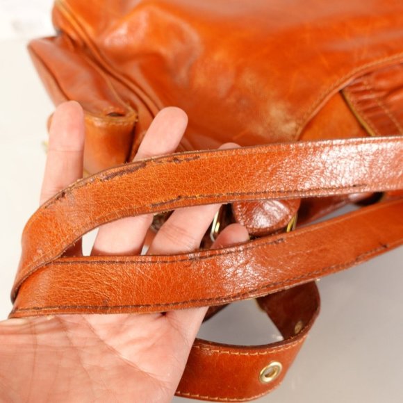 VERA PELLE Bag Brown Real Leather Shoulder Hobo Boho Large Italian Genuine Italy - Picture 9 of 15